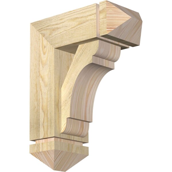 Ekena Millwork Olympic Arts and Crafts Rough Sawn Bracket w/ Offset Brace, Douglas Fir, 6"W x 14"D x 18"H BKT0604X14X18OLY03RDF - main